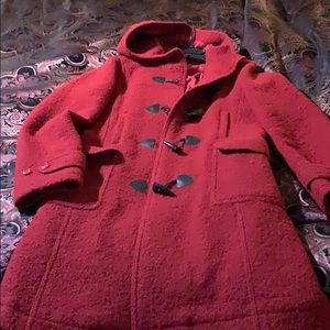 Long red trench coat